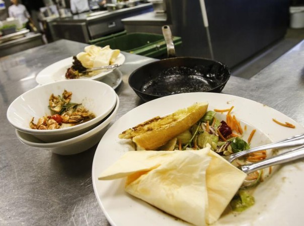 Leftovers pictured in the 'Auf da Muehle' restaurant in the western Austrian village of Soell, June 2, 2013. Waste food from the restaurant is collected and sent weekly to a biogas plant, where it is used to help produce electricity