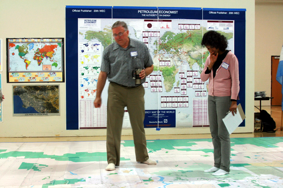 Dan Noble exploring the 30′x30′ San Diego Regional map with Nilmini Silva-Send