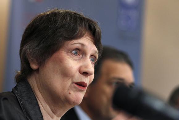 Helen Clark, head of the United Nations Development Programme (UNDP), speaks during a news conference after launching a report on ''Water Governance in the Arab Region'' in Manama November 28, 2013 file photo. CREDIT: REUTERS/HAMAD I MOHAMMED Helen Clark, head of the United Nations Development Programme (UNDP), speaks during a news conference after launching a report on ''Water Governance in the Arab Region'' in Manama November 28, 2013 file photo. CREDIT: REUTERS/HAMAD I MOHAMMED