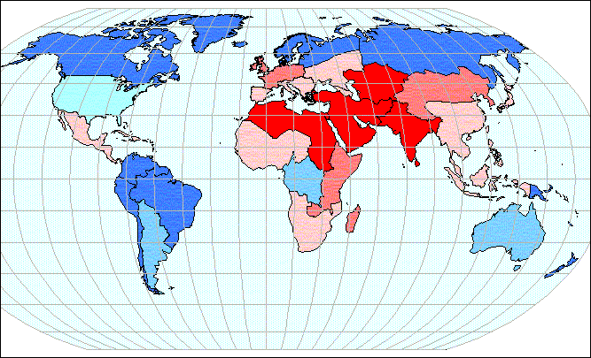 LATEST Water availability (real) by natural-economic regions of the world