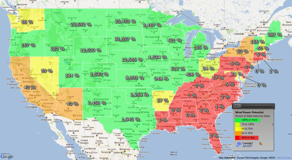 State Wind Power Potential (% of Electricity Sales) State Wind Power Potential (% of Electricity Sales)