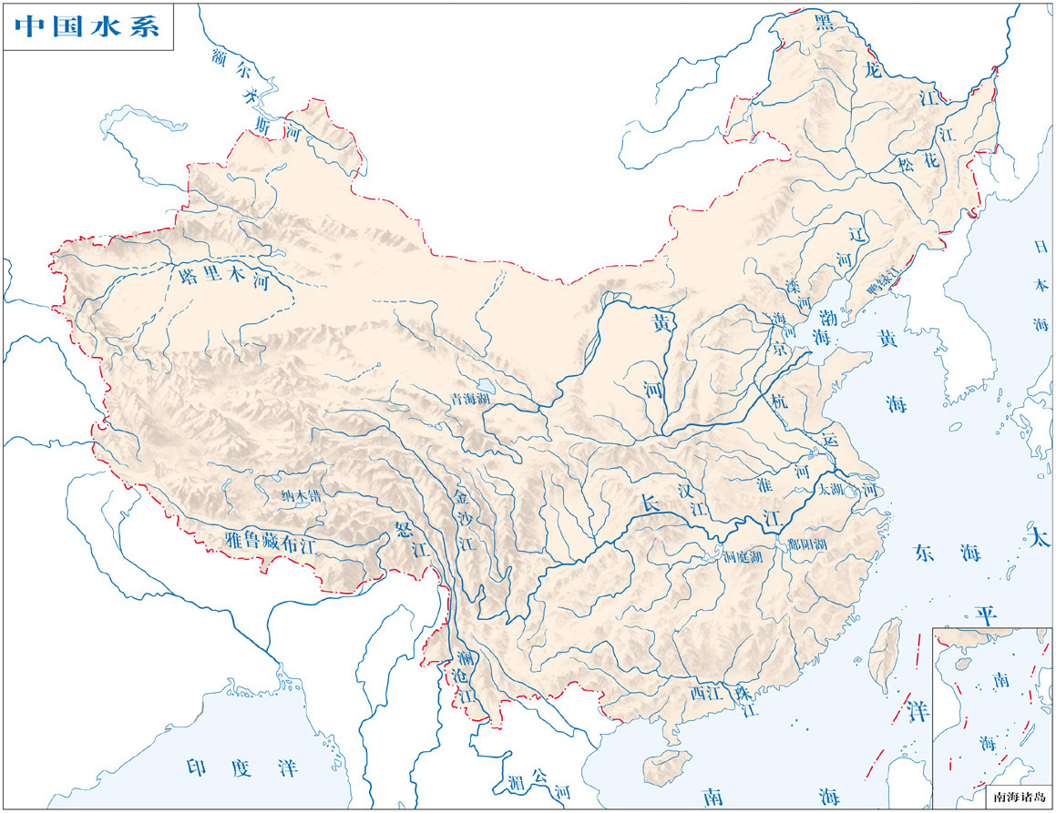 Location of the Water Bodies in China Location of the Water Bodies in China