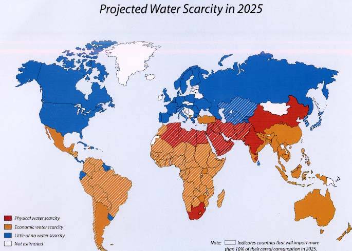 Projected water scarcity in 2025 Projected water scarcity in 2025