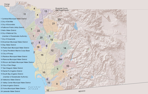 Map of agency members in the San Diego County Weather Authority Map of agency members in the San Diego County Weather Authority