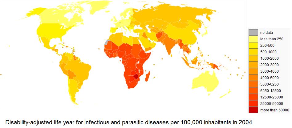 Disability-adjusted life year map Disability-adjusted life year map