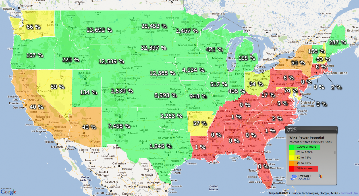 United States Wind Energy Potential by state United States Wind Energy Potential by state