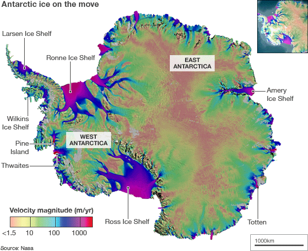 Map tracks Antarctica on the move Map tracks Antarctica on the move
