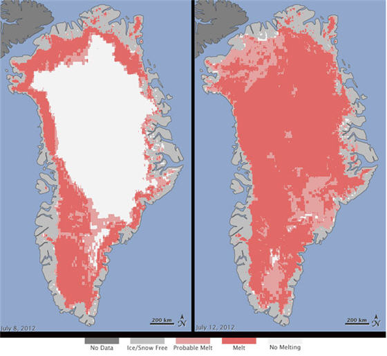 Satellite Data Indicates Unprecedented Greenland Ice Sheet Surface Melt Satellite Data Indicates Unprecedented Greenland Ice Sheet Surface Melt