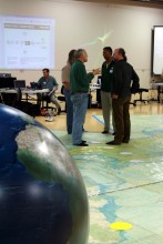 Mike Liebhold speaking with Andre Skupin, Dewayne Hendricks and John Graham.