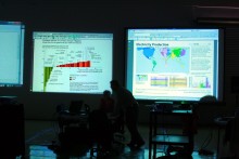 Water/Sanitation group at work with Jacky Chan, Lisa Pierce (back), Monty Worthi